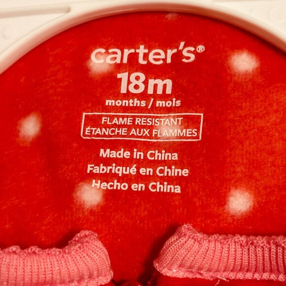 Carter’s Baby Girl Fleece Footie Pajamas Red Reindeer 18 Months - Picture 6 of 7
